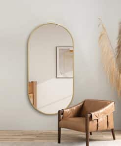 Gold Framed Oval Mirror Classic Decorative 60cm x 120cm Wall Mirror for Bedrooms, Bathrooms & Entryways
