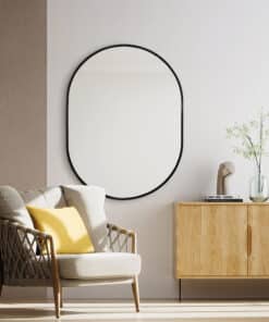 Oval Classic Wall Mirror 60cm x 80cm Black Aluminium Alloy Frame