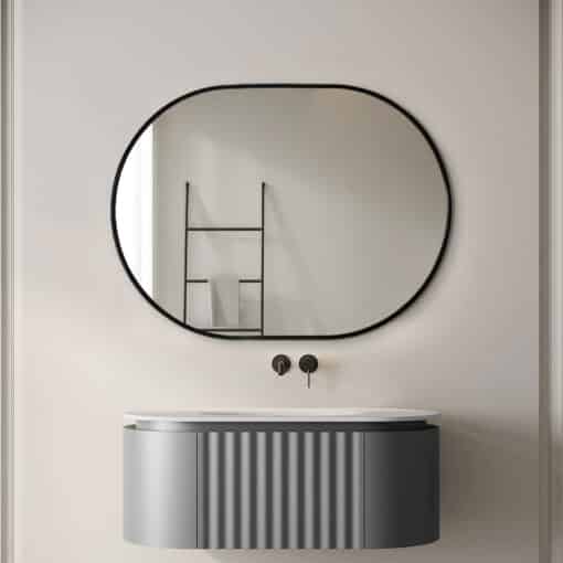 Oval Classic Wall Mirror 60cm x 80cm Black Aluminium Alloy Frame - Image 2