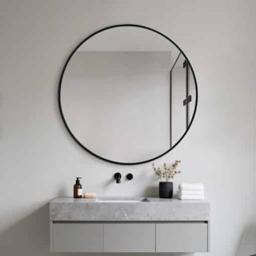 Black Framed Classic Round 80cm Decorative Wall Mirror for Living Rooms Bedrooms Bathrooms - Image 3