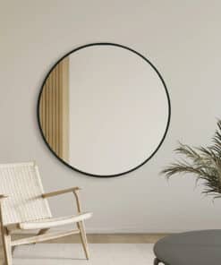 Black Framed Classic Round 80cm Decorative Wall Mirror for Living Rooms Bedrooms Bathrooms