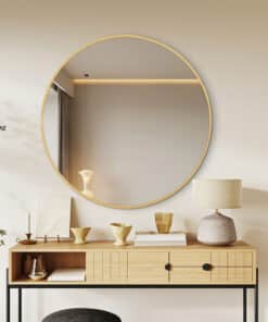 Rose Gold Framed Classic Round 80cm Decorative Wall Mirror for Living Rooms Bedrooms Bathrooms