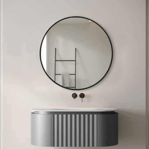 Black Framed Classic Round 60cm Decorative Wall Mirror for Living Rooms Bedrooms Bathrooms - Image 2