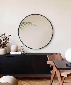 Black Framed Classic Round 60cm Decorative Wall Mirror for Living Rooms Bedrooms Bathrooms