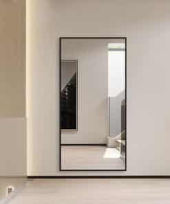 Black Framed Rectangular Wall Mirror Modern 70cm x 140cm Full-Length Mirror for Bedrooms Bathrooms Entryways