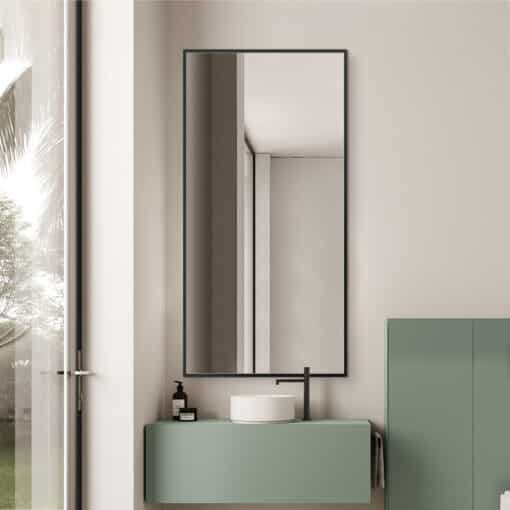 Black Framed Rectangular Wall Mirror Modern 60cm x 120cm Full-Length Mirror for Bedrooms Bathrooms Entryways - Image 2