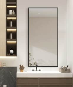 Black Framed Rectangular Wall Mirror Modern 60cm x 120cm Full-Length Mirror for Bedrooms Bathrooms Entryways