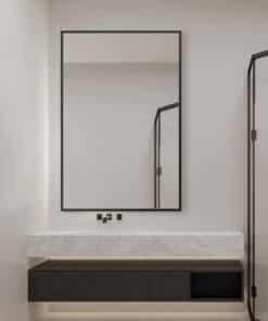 Black Framed Rectangular Wall Mirror Modern 60cm x 90cm Full-Length Mirror for Bedrooms Bathrooms Entryways
