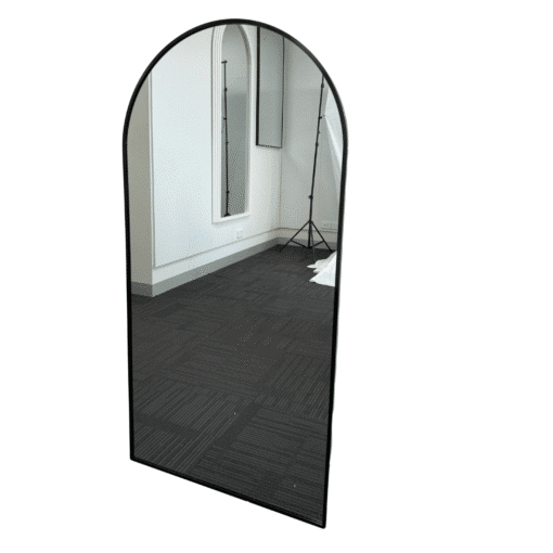 Arched Wall Mirror Black Aluminium Alloy Frame 60cm x 90cm Modern Full Body - Image 2