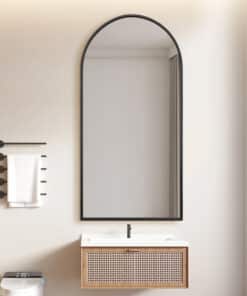 Arched Wall Mirror Black Aluminium Alloy Frame 70cm x 140cm Modern Full Body