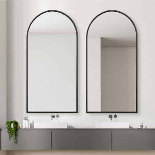 Arched Wall Mirror Black Aluminium Alloy Frame 70cm x 140cm Modern Full Body - Image 2