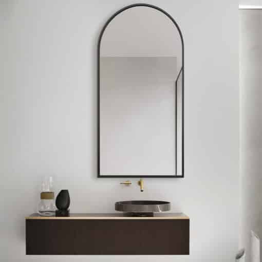 Arched Wall Mirror Black Aluminium Alloy Frame 60cm x 120cm Modern Full Body