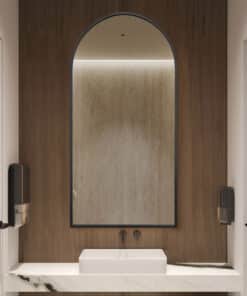 Arched Wall Mirror Black Aluminium Alloy Frame 50cm x 100cm Modern Full Body