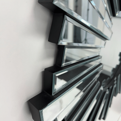 Besty Frameless Sunburst Wall Mirror 80cm Minimalist Beveled Design - Image 4