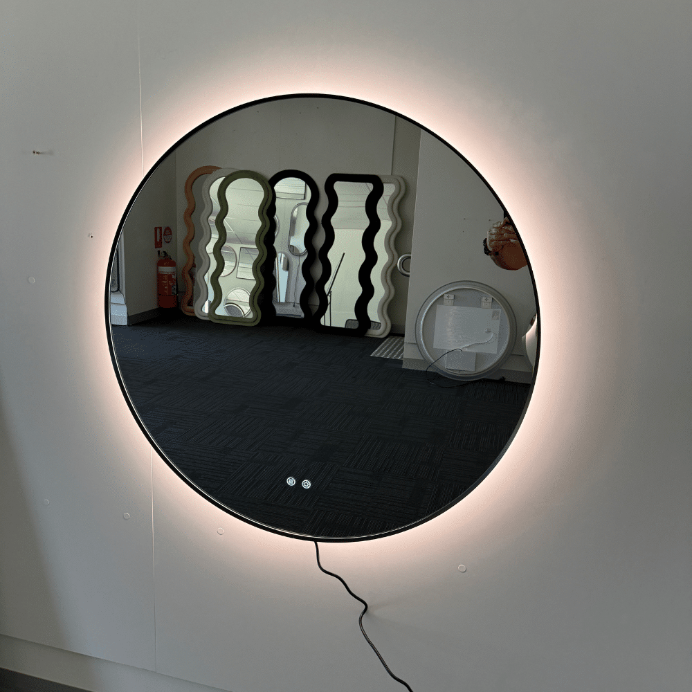 Round LED Mirror 80cm Black Framed Backlit Defogger Dimmable - Image 6