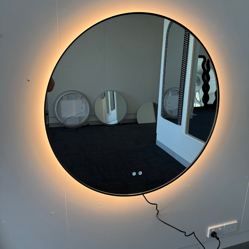 Round LED Mirror 80cm Black Framed Backlit Defogger Dimmable - Image 7