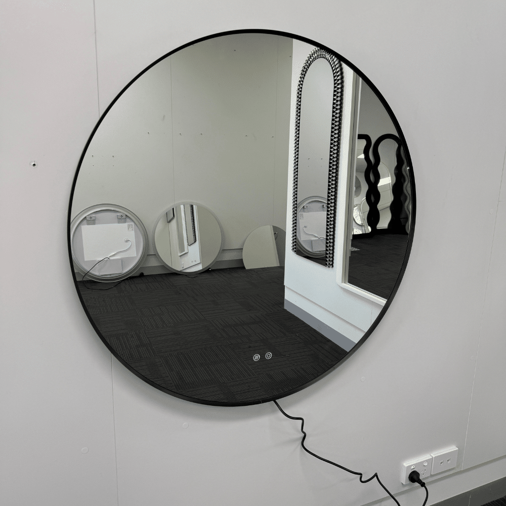 Round LED Mirror 80cm Black Framed Backlit Defogger Dimmable - Image 5
