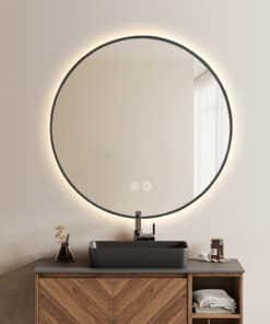 Round LED Mirror 60cm Black Framed Backlit Defogger Dimmable