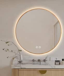 Round LED Mirror 60cm Gold Framed Backlit Defogger Dimmable
