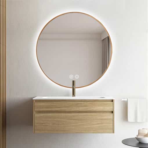 Round LED Mirror 60cm Gold Framed Backlit Defogger Dimmable - Image 2
