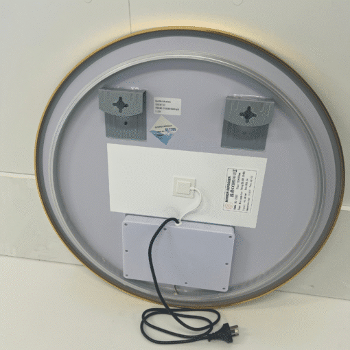 Round LED Mirror 80cm Gold Framed Backlit Defogger Dimmable - Image 2