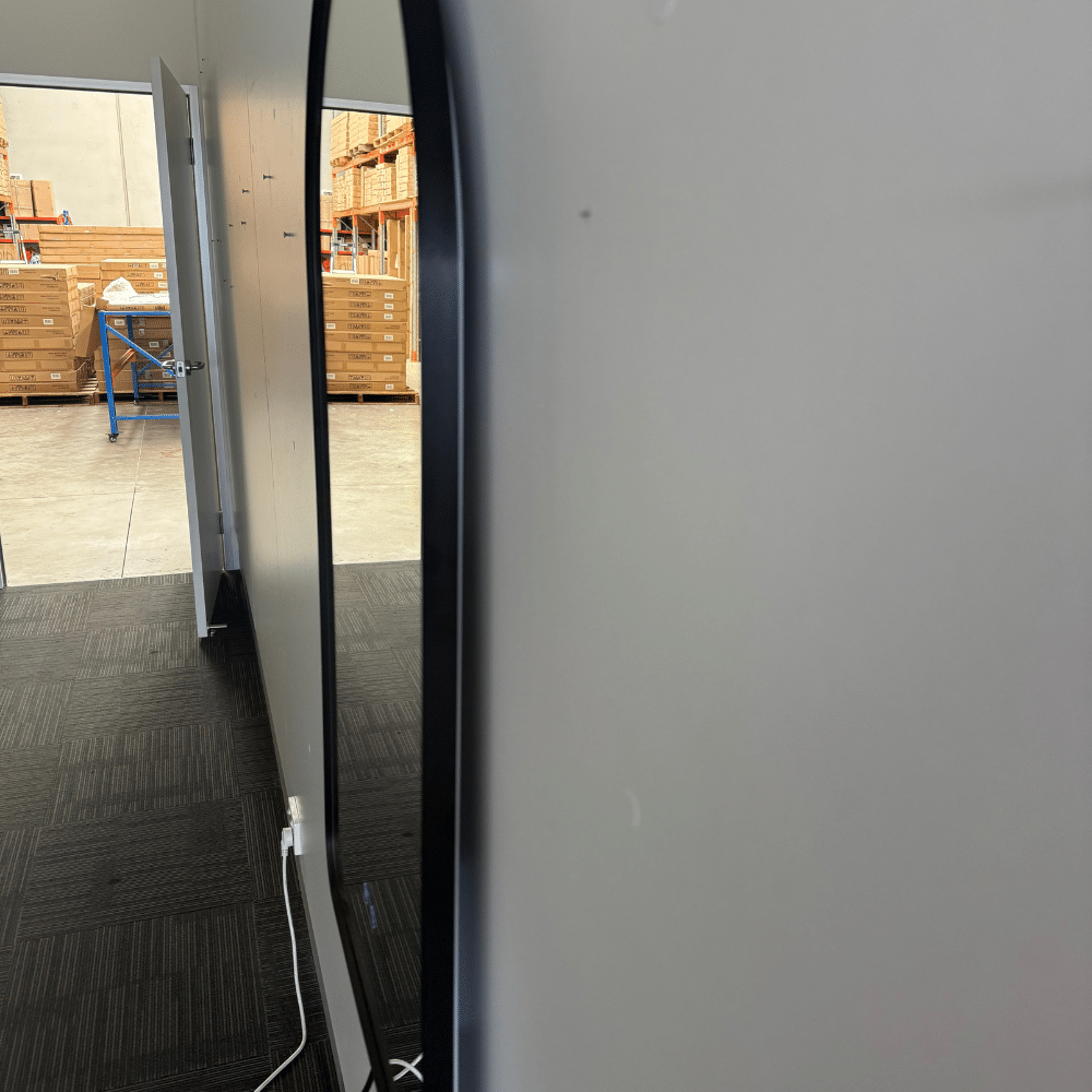 Arched LED Wall Mirror 90cm x 50cm Black Bevel Frame Backlit Dimmable Defogger - Image 15