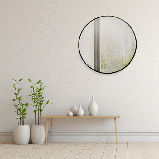 Black Framed Classic Round 60cm Decorative Wall Mirror for Living Rooms Bedrooms Bathrooms - Image 5