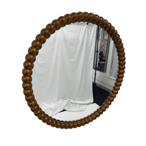 Beaded Sunburst Wall Mirror 70cm Round Gold Decorative Accent - Image 3