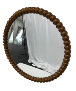 Beaded Sunburst Wall Mirror 70cm Round Gold Decorative Accent