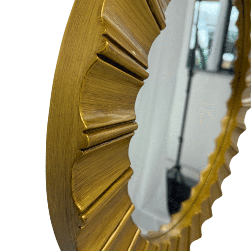 Round Modern Egypt Mirror 65cm Gold Wall Mount PU Frame Vintage Style - Image 2