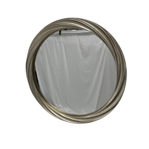 Luxury Antique Overlapping Round Mirror 80cm Silver French Style PU Frame Wall Décor - Image 3