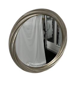 Luxury Antique Overlapping Round Mirror 80cm Silver French Style PU Frame Wall Décor