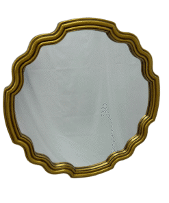 Wavy Sunburst Vintage Mirror 80cm Gold Round Wall Mount PU Frame