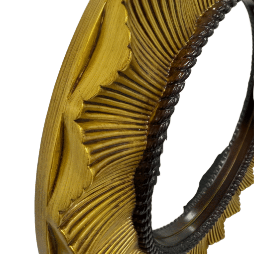 Round Cleopatra Sunburst Mirror 65cm Gold Wall Mount Antique PU Frame - Image 2