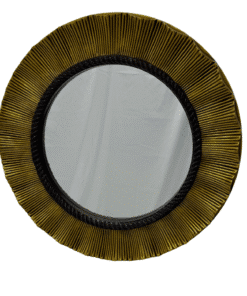 Round Cleopatra Sunburst Mirror 65cm Gold Wall Mount Antique PU Frame