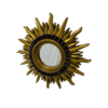 Round Vintage Sunburst Mirror 71cm Gold Wall Mount PU Frame