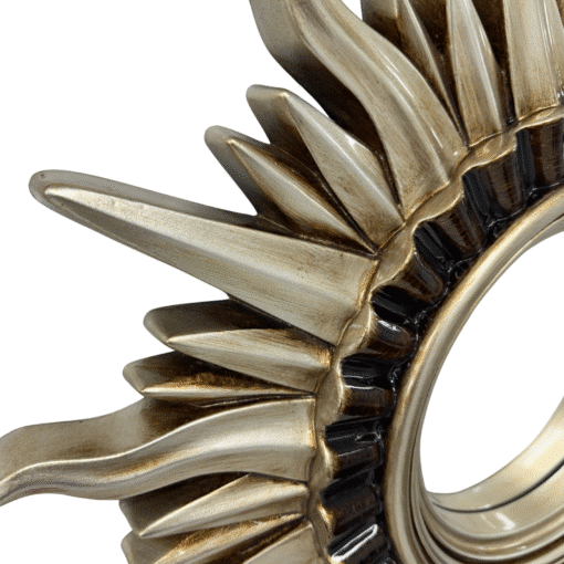 Round Vintage Sunburst Mirror 71cm Silver Wall Mount PU Frame - Image 3