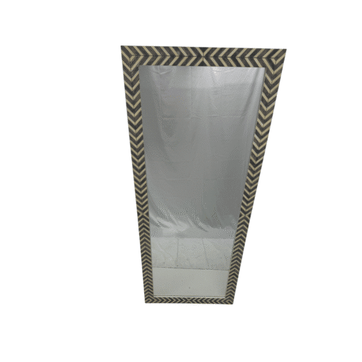 Zebra Fishbone Full Height Mirror 183cm x 76cm Brown Grey Wall Mount MDF Frame - Image 10