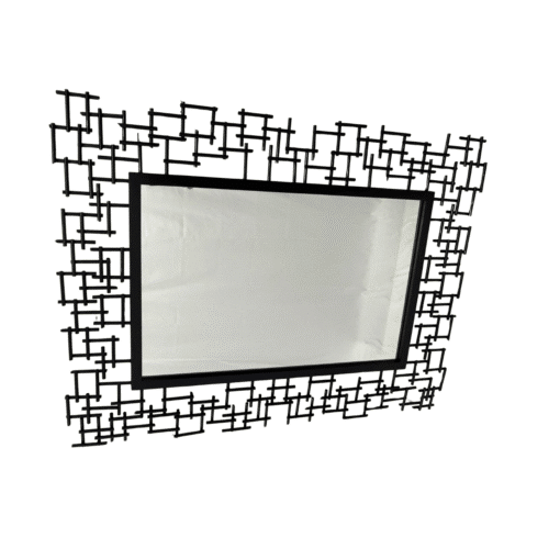 Luxury Iron Frame Rectangular Mirror 107cm x 81cm Black Modern Wall Décor - Image 7