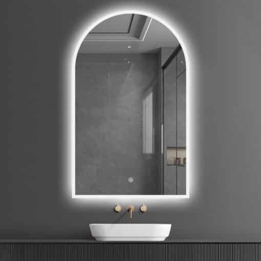 Arched LED Bathroom Mirror 100cm x 75cm Frameless Frosted Dimmable Anti Fog Defogger