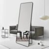 Modern Rounded Full Length Mirror 80x170cm Black Frame Freestanding Rectangular Mirror