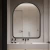 Arched Wall Mirror 80cm x 100cm Black Aluminium Frame Modern Decorative