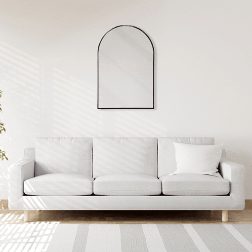 Arched Wall Mirror Black Aluminium Alloy Frame 60cm x 90cm Modern Full Body