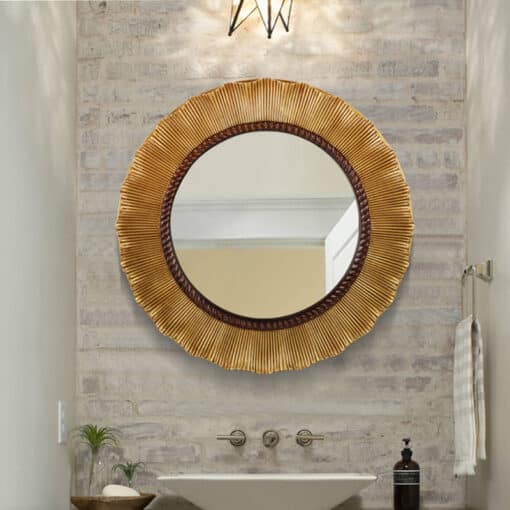 Round Cleopatra Sunburst Mirror 65cm Gold
