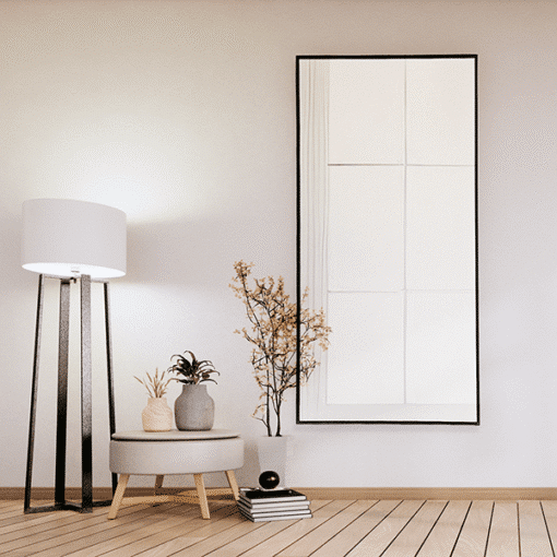Black Framed Rectangular Wall Mirror Modern 70cm x 140cm Full-Length Mirror for Bedrooms Bathrooms Entryways - Image 2