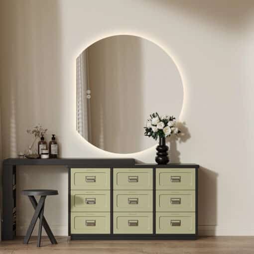 Modern Crescent Moon Wall LED Mirror 63cm x 70cm Backlit Frameless - Image 13