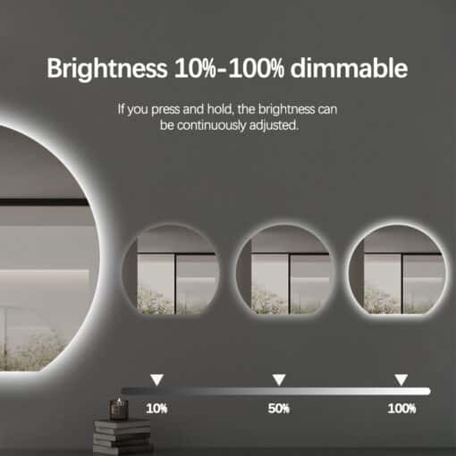 Modern Crescent Moon Wall LED Mirror 63cm x 70cm Backlit Frameless - Image 12