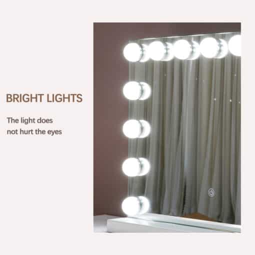 Rectangular Hollywood LED Table Mirror 46 x 58cm Frontlit - Image 7