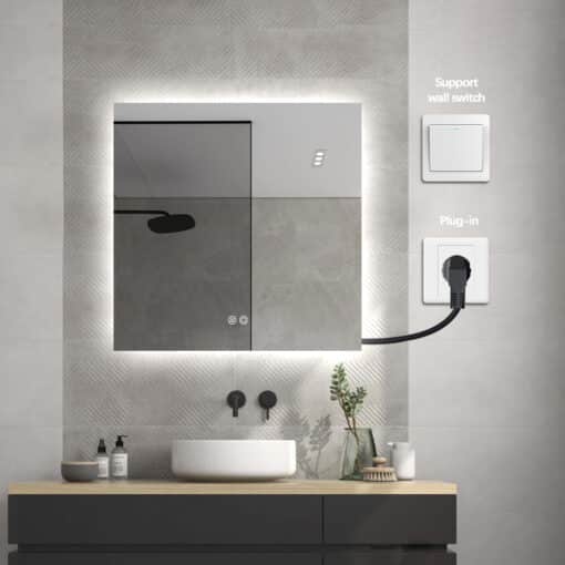 Square Frameless LED Mirror 80 x 80 Backlit Straight Corner - Image 8