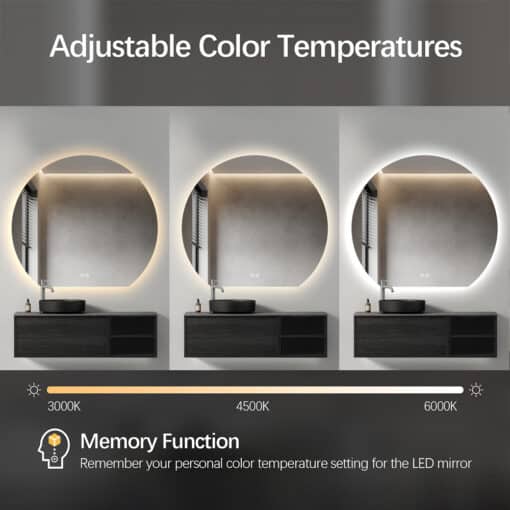 Modern Crescent Moon Wall LED Mirror 63cm x 70cm Backlit Frameless - Image 6